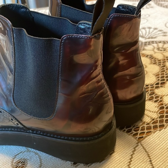 Ombré Black Burgundy Baldinini Oxford Leather Low Platform Ankle Boot - Picture 9 of 12